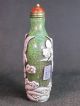Fine Chinese Hawk Crane Carved Peking Overlay Glass Snuff Bottle Snuff Bottles photo 3