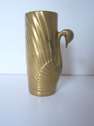 Antique Brass Swan Vase / Measures 4 1/2 