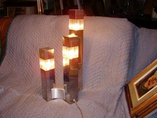 Rare Eames Era Mid Century Modern Table Lamp Light Italian Italy Cubic Sciolari photo