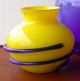 Maize And Blue Art Glass Vase - Bright Yellow And Cobalt - Mid-Century Modernism photo 1