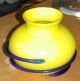 Maize And Blue Art Glass Vase - Bright Yellow And Cobalt - Mid-Century Modernism photo 2