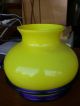 Maize And Blue Art Glass Vase - Bright Yellow And Cobalt - Mid-Century Modernism photo 4