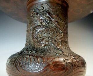 Important Museum Quality Antique Japanese Bronze Dragon Vase Signed Edo Meiji photo