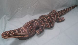 New Guinea Papua Sepik River Vintage Crocodile Wood Wall Piece 40 