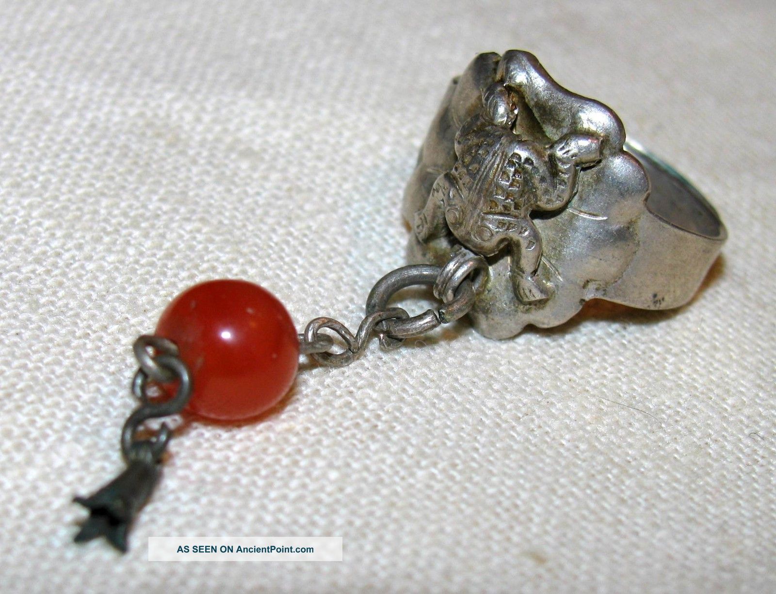 ... Chinese Silver Frog Ring W Carnelian Dangle - Old, , Scarce Rings ... Chinese Silver Frog Ring W Carnelian Dangle - Old, , Scarce Rings