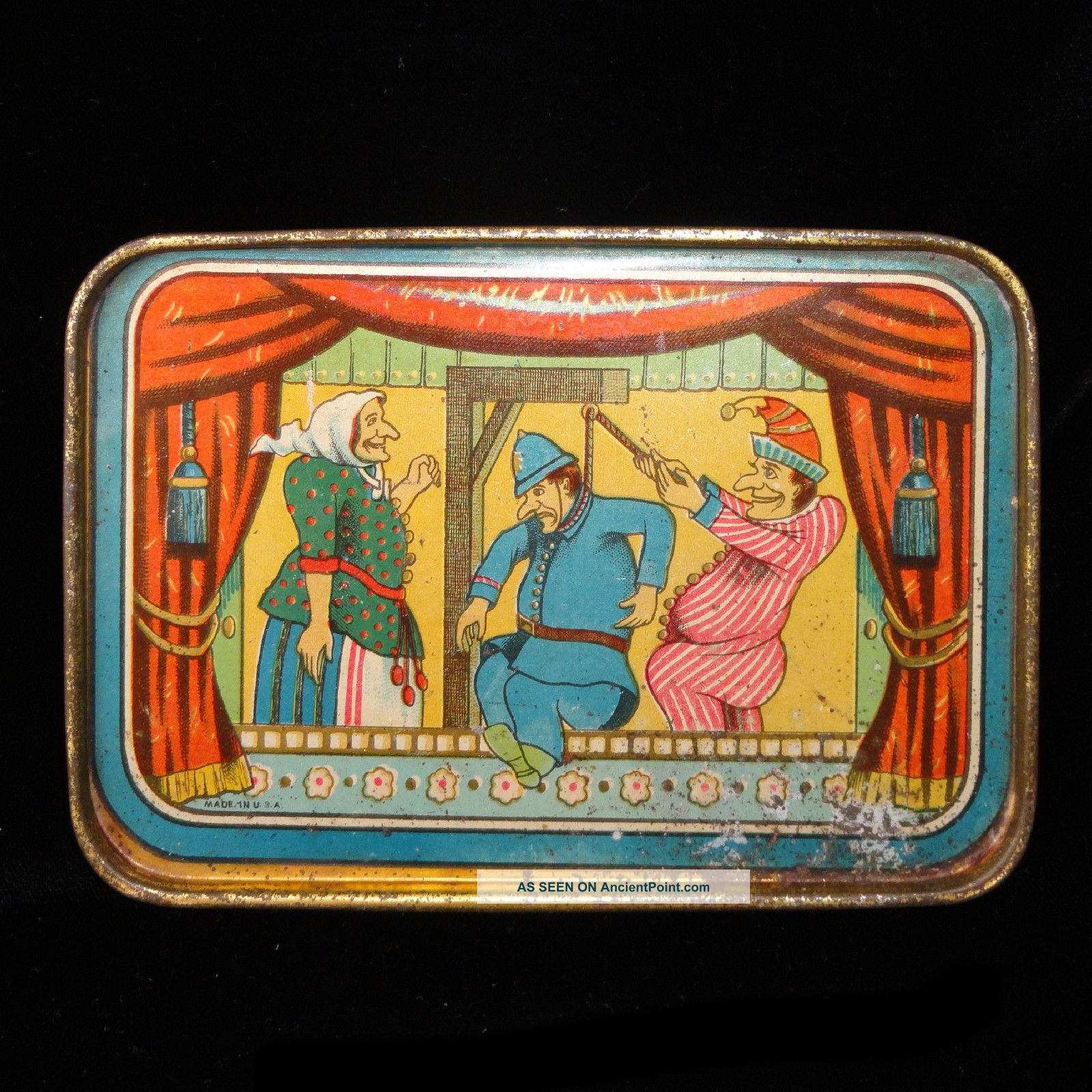 Rare Punch & Judy 1890 Tin Litho Tea Set Tray Hang The Policeman Metalware photo