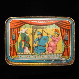Rare Punch & Judy 1890 Tin Litho Tea Set Tray Hang The Policeman photo