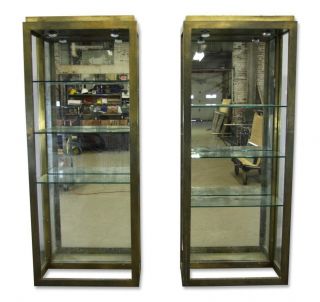 Mid Century Tall Free Standing Brass Show Cases photo