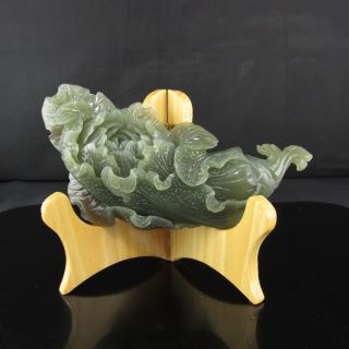 Chinese Hetian Jade Statue - Fortune Cabbage Nr photo