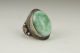 100% Good Chinese Old Tibet Silver Inlay Jade Flower Ring Other photo 1