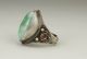 100% Good Chinese Old Tibet Silver Inlay Jade Flower Ring Other photo 2