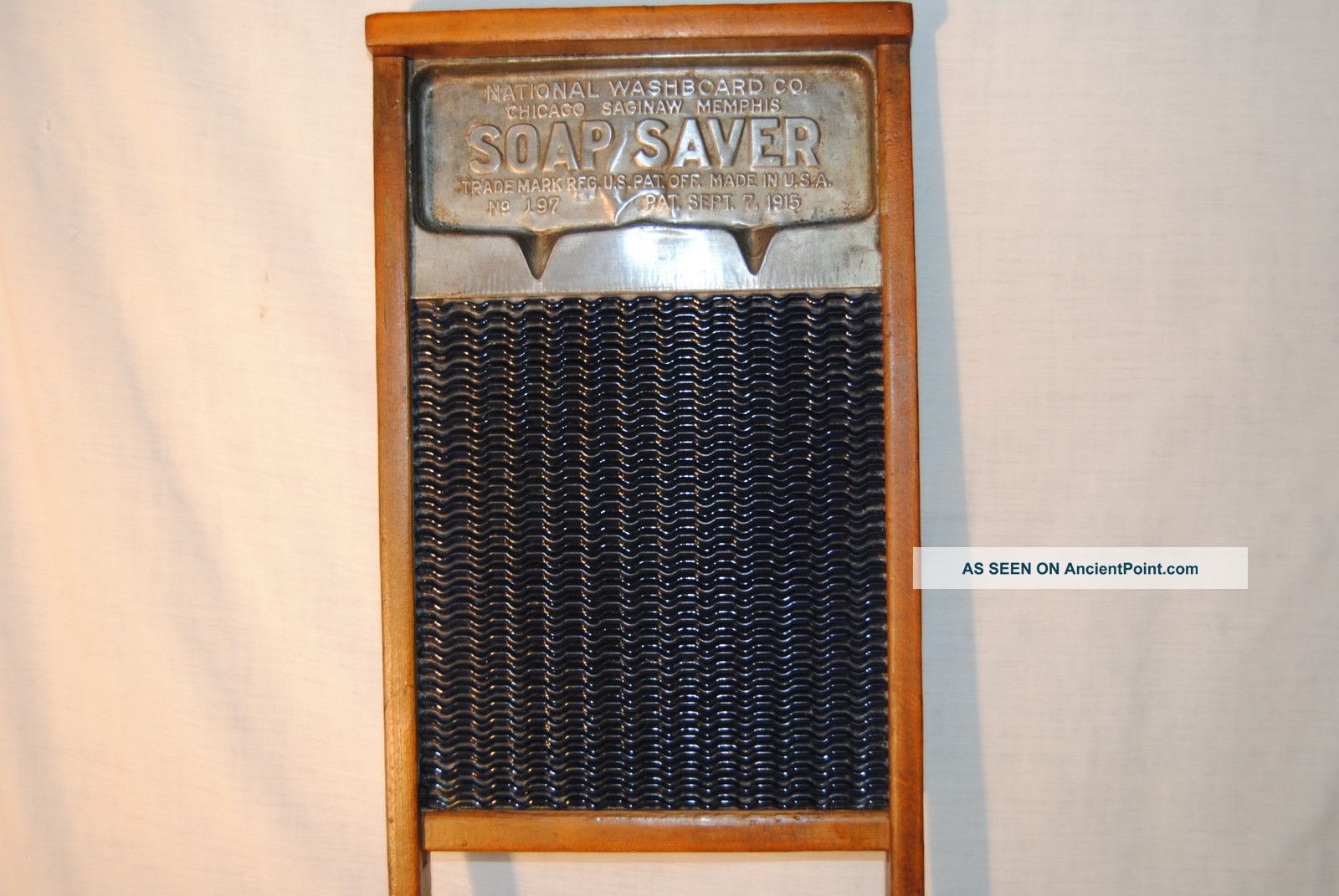 Antique National Soap Saver Pocrcelain Enamel Washboard Deep Blue Primitives photo