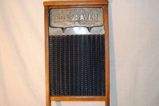 Antique National Soap Saver Pocrcelain Enamel Washboard Deep Blue photo