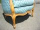 Vintage French Provincial Ornate Carved Peacock Turquoise Wingback Arm Chair Post-1950 photo 10