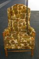 Vintage Early American Floral Print Wingback Yellow Accent Arm Chair Post-1950 photo 1