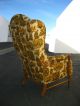 Vintage Early American Floral Print Wingback Yellow Accent Arm Chair Post-1950 photo 2