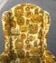 Vintage Early American Floral Print Wingback Yellow Accent Arm Chair Post-1950 photo 3
