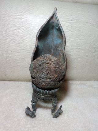 Rare Thai Buddha Amulet Old Thai Conch Statue photo