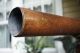 Primitive Antique Large Telescope On Tall Hand Carved Tripod Iron Holder Leather Primitives photo 9