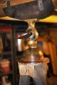 Primitive Antique Large Telescope On Tall Hand Carved Tripod Iron Holder Leather Primitives photo 1