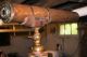 Primitive Antique Large Telescope On Tall Hand Carved Tripod Iron Holder Leather Primitives photo 2