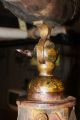 Primitive Antique Large Telescope On Tall Hand Carved Tripod Iron Holder Leather Primitives photo 3