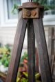 Primitive Antique Large Telescope On Tall Hand Carved Tripod Iron Holder Leather Primitives photo 6