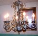 Vtg.  Large Shabby Swirled Wrought Iron Chandelier Hammered Look Light Fixture Chandeliers, Fixtures, Sconces photo 1