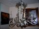 Vtg.  Large Shabby Swirled Wrought Iron Chandelier Hammered Look Light Fixture Chandeliers, Fixtures, Sconces photo 2