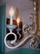 Vtg.  Large Shabby Swirled Wrought Iron Chandelier Hammered Look Light Fixture Chandeliers, Fixtures, Sconces photo 4