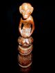 African Tribal Statue Sculpture Ethnographic Art Decor Carved W/monkey On Top Sculptures & Statues photo 5