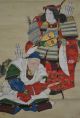 N022 Antique Japanese Kakejiku Hanging Scroll Samurai Armor Painting Gold Rare Paintings & Scrolls photo 2