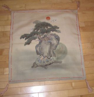 Vintage Japanese Hand Dyed Chirimen Silk Fukusa Furoshiki Sumi Painting photo