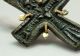 Ancient Byzantine Bronze Reliquary Cross Set In Modern Gold Clasp 600 - 800 Ad Byzantine photo 1