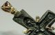 Ancient Byzantine Bronze Reliquary Cross Set In Modern Gold Clasp 600 - 800 Ad Byzantine photo 3