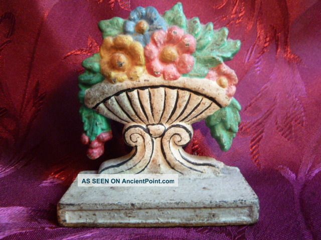 Antique Hubley Cast Iron Flower Basket Door Stop Metalware photo