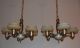 Two Pair Of Art Deco Chandeliers Custard Glass Shades Restored Set Of 4 Matching Chandeliers, Fixtures, Sconces photo 3