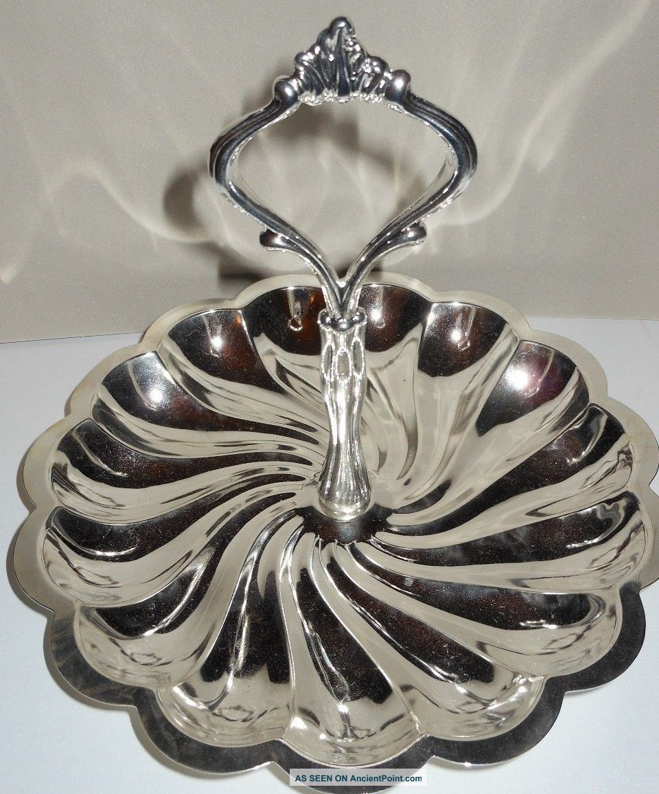 Old Hampshire Silversmiths Vintage Silver Plated Server W/handle In Or.  Packing Platters & Trays photo