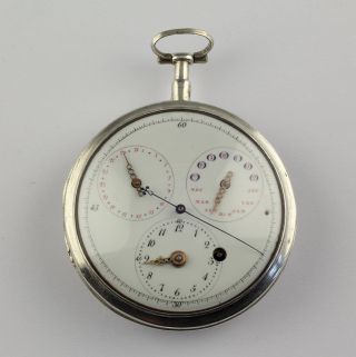 Astronomical Calendar Verge Fusee Pocket Watch Center Seconds Switzerland Around photo