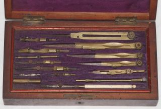 Big Drawing Instruments Set - Compass Superieurs 19th Century - Drafting Tools photo