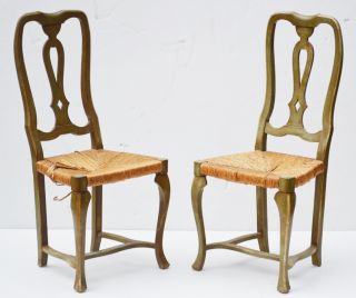 Pair Of 18th Century Italian Painted Side Chairs With Rush Seats photo