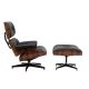 Eames Style Lounge Chair And Ottoman In Black Leather With Palisander Wood Mid-Century Modernism photo 2