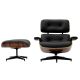 Eames Style Lounge Chair And Ottoman In Black Leather With Palisander Wood Mid-Century Modernism photo 5