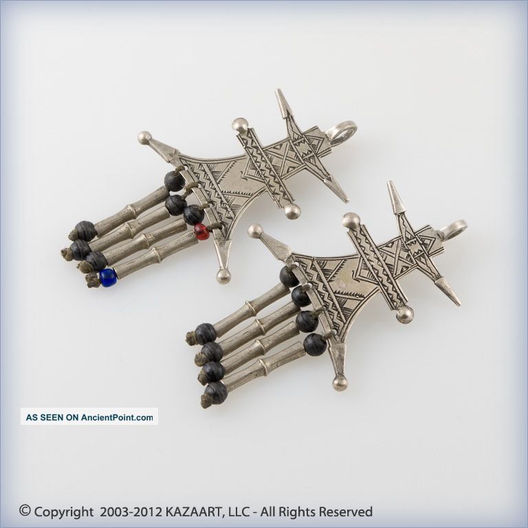 Old Tuareg African Silver Earrings Camel Saddle - Niger Jewelry photo