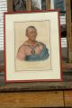 1838 Colored Lithograph Wat - Che - Mon - Ne An Ioway Chief Fw Greenough - Philadelphia Native American photo 1