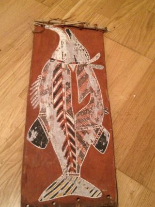 Aboriginal Bark Painting Fully Signed Fantastic Piece photo