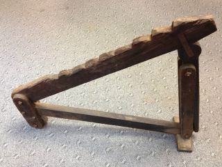 Vintage Antique Wooden Wagon Buggy Jack Primitive Farm Tool Manufacturer Furnal photo