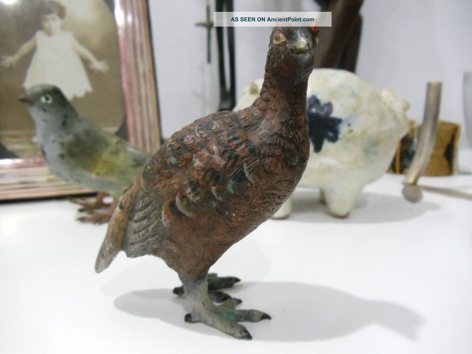 Vienna Bronze Cold Painted Partridge Grouse C1900 - Austria Metalware photo