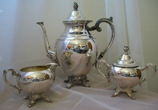 Wm Rogers Silverplate Holloware International Silver 3 - Piece Vintage Tea Set photo