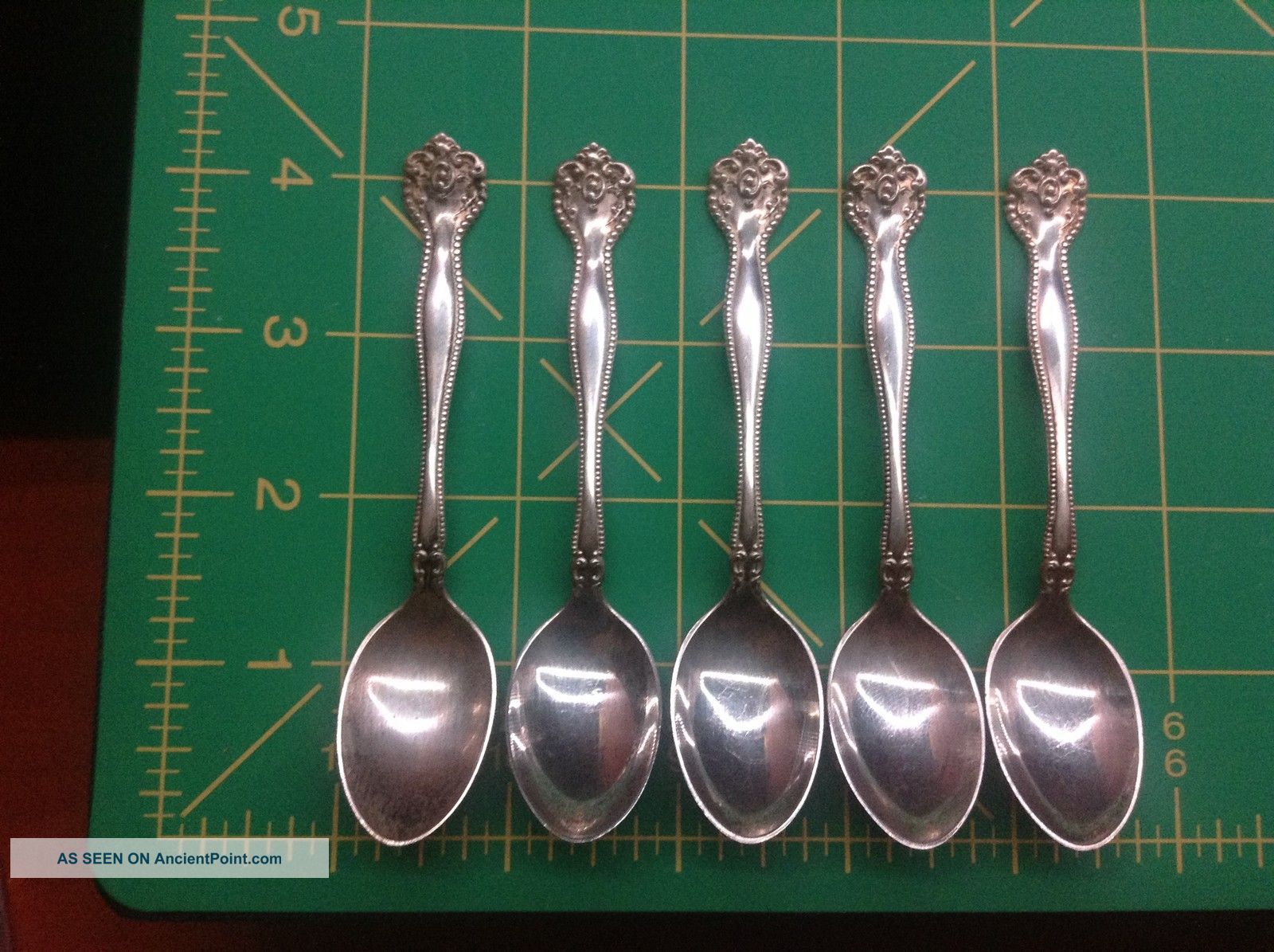 5 Raleigh Sterling Silver Demitasse Spoons By Alvin 4 - 1/4 Inch Spoon Alvin photo